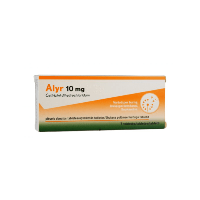 ALYR 10 mg apvalkotās tabletes N7