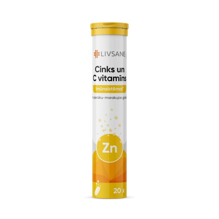 LIVSANE Cinks un C vitamīns putojošās tabletes N20