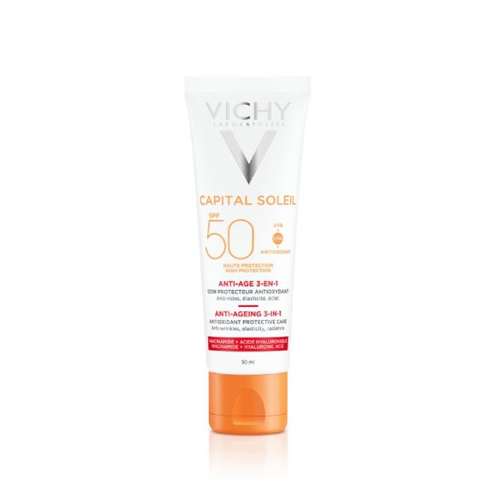 VICHY IDÉAL SOLEIL ANTI-AGEING, SPF 50+ Pretnovecošanās saules aizsargkrēms sejai, 50 ml