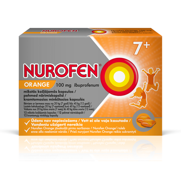 NUROFEN Orange mīkstās košļājamās kapsulas 100 mg N12 