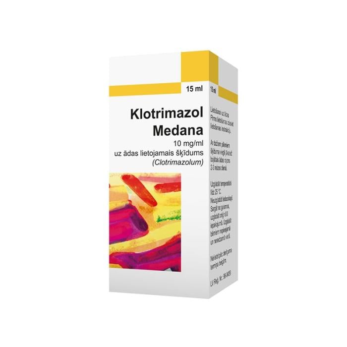 Klotrimazols 10 mg/ml uz ādas lietojams šķīdums 15 ml