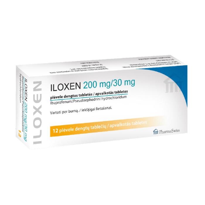 ILOXEN 200mg/30mg apvalkotās tabletes N12