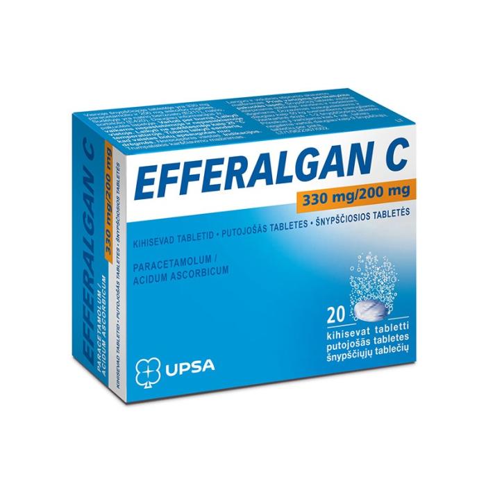 EFFERALGAN C 330 mg/200 mg putojošās tabletes N20