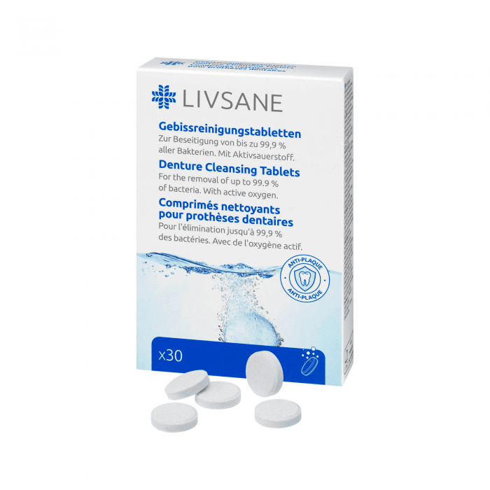 LIVSANE tabletes zobu protēžu tīrīšanai N30