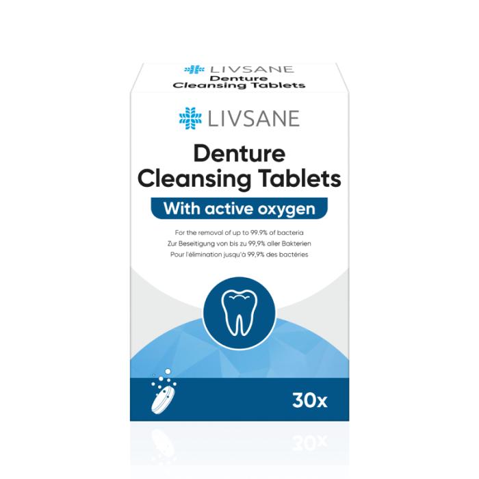 LIVSANE Denture šķīstōšās tabletes zobu protēžu tīrīšanai N30