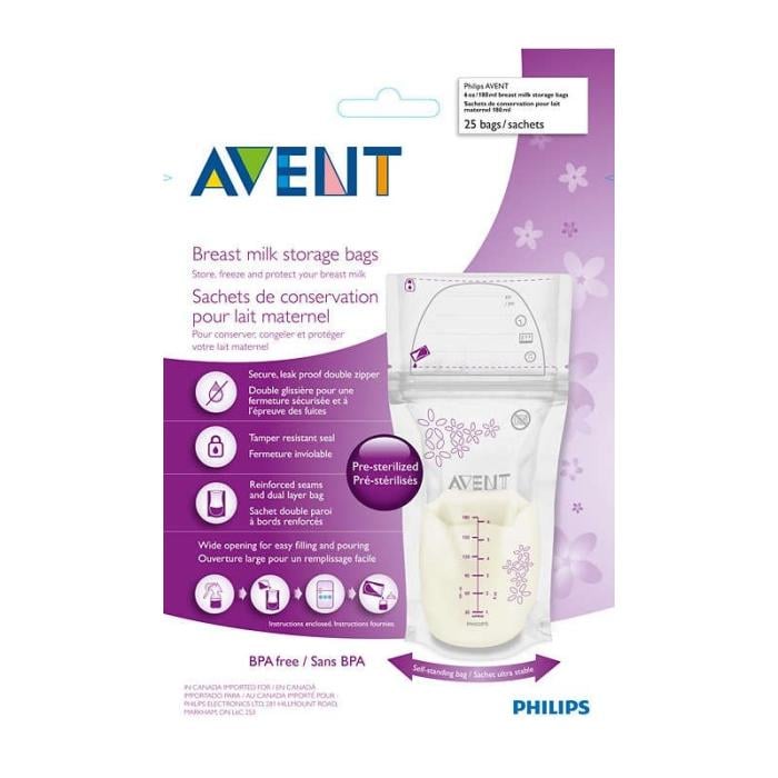 PHILIPS AVENT krūts piena uzglabāšanas maisiņi 180ml N25