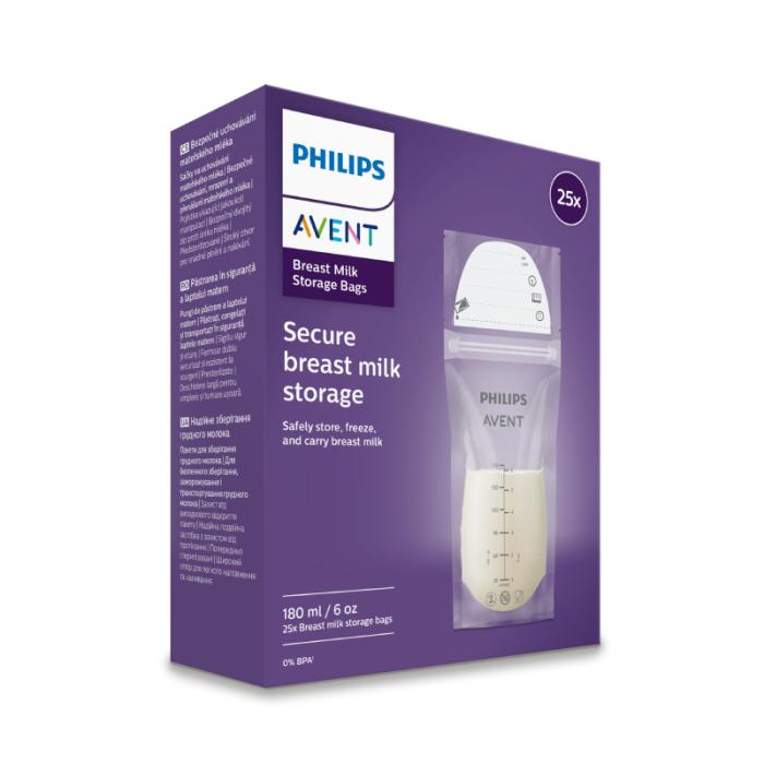 PHILIPS AVENT krūts piena uzglabāšanas maisiņi 180ml N25