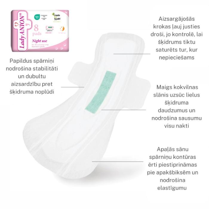 LADY ANION Night Use higiēniskās paketes N8