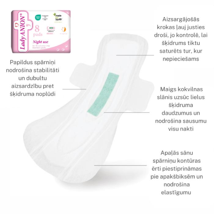 LADY ANION Night Use higiēniskās paketes N8