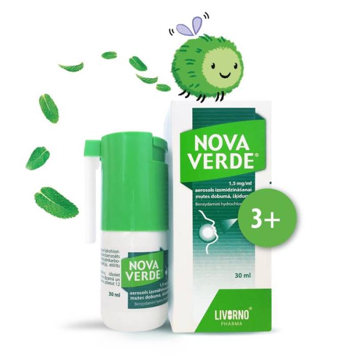 NOVA VERDE 1,5 mg/ml aerosols izsmidzināšanai mutes dobumā,  šķīdums 30 ml