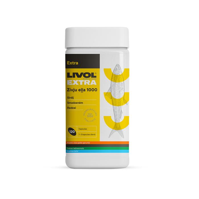 LIVOL EXTRA Omega-3 zivju eļļa 1000mg kapsulas N120 