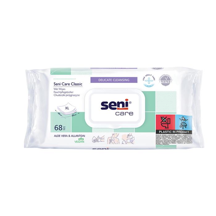 SENI CARE Classic Aloe mitrās salvetes ar vāciņu N68