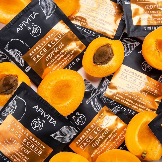 APIVITA EXPRESS BEAUTY sejas skrubis ar aprikozēm  2 x 8 ml