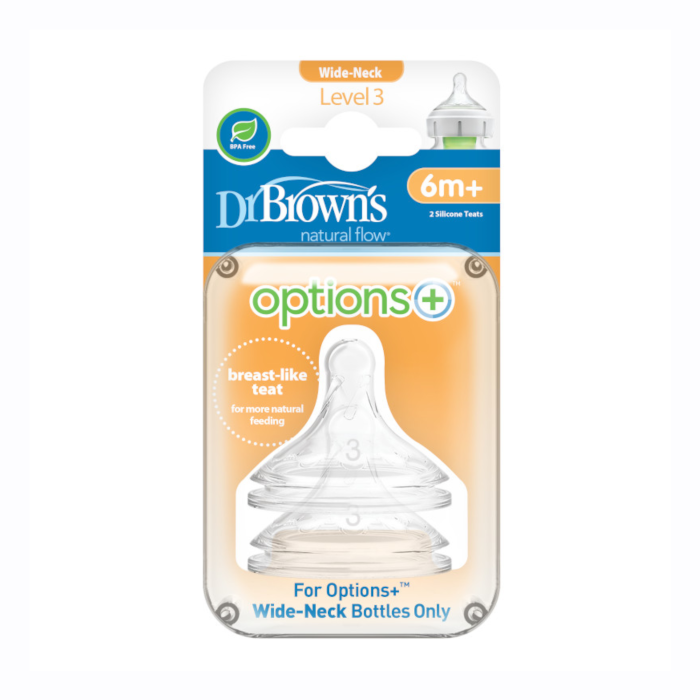 DR.BROWN'S III līmeņa OPTIONS+ knupīši pudelītēm ar platu kakliņu, no 6 līdz 9 mēn.