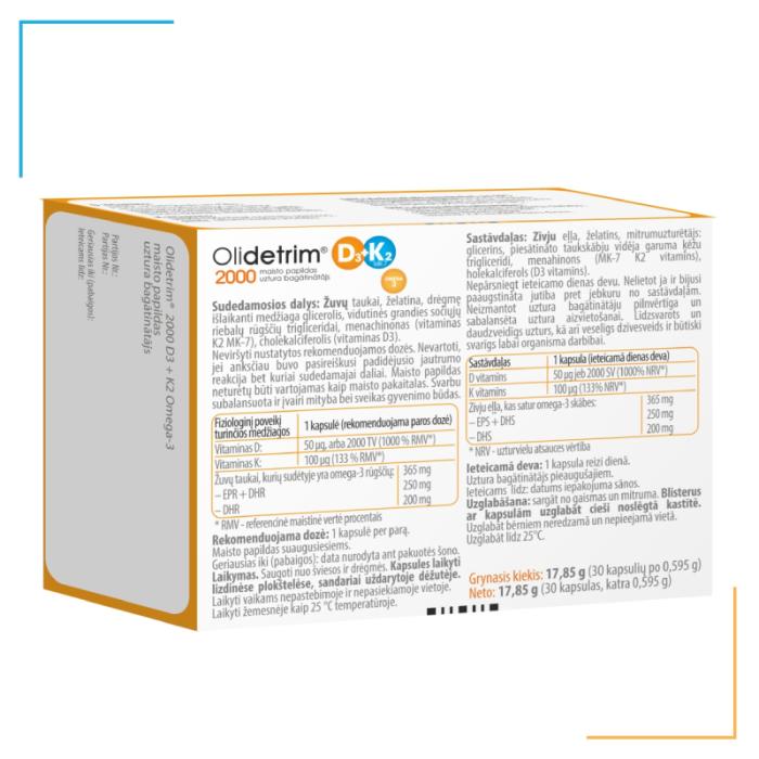 OLIDETRIM 2000 D3 + K2 Omega-3 kapsulas N30