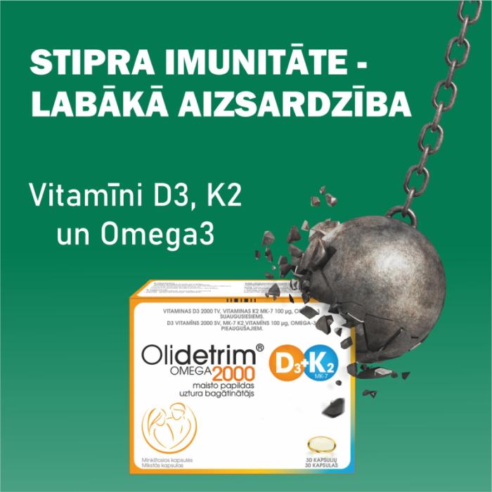 OLIDETRIM 2000 D3 + K2 Omega-3 kapsulas N30