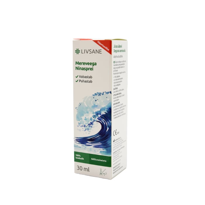 LIVSANE Hipertonisks jūras ūdens, deguna aerosols 30 ml