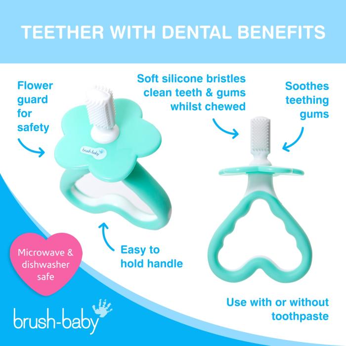 BRUSH-BABY Pirmā zobu birstīte un smaganu birstīte/kompl. 0-18 mēnešiem