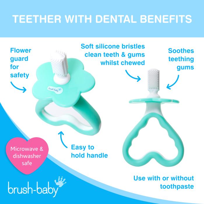 BRUSH-BABY Pirmā zobu birstīte un smaganu birstīte/kompl. 0-18 mēnešiem