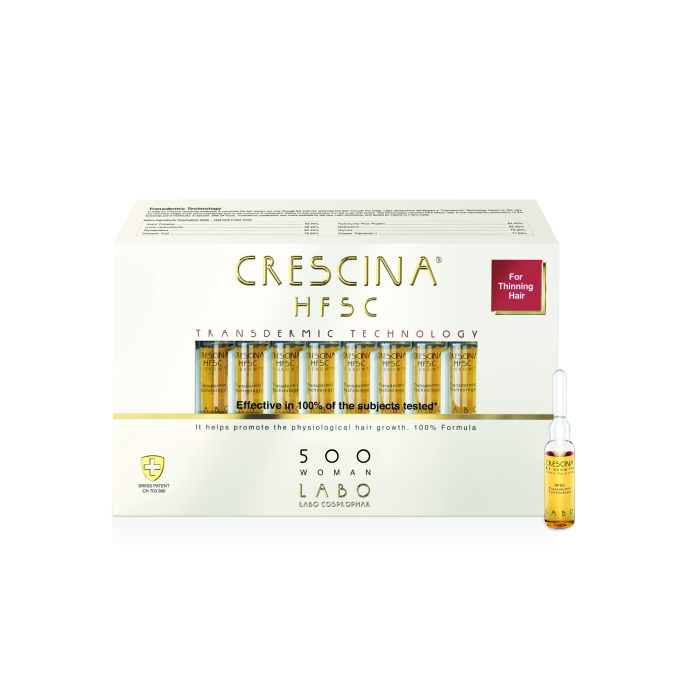 CRESCINA Transdermic ampulas matu augšanai sievietēm, intensitāte 500, N20