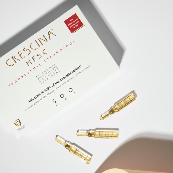 CRESCINA Transdermic ampulu komplekss matu augšanai un pret matu izkrišanu vīriešiem, intensitāte 500, N10+10
