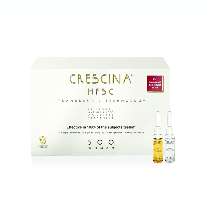 CRESCINA Transdermic ampulu komplekss matu augšanai un pret matu izkrišanu sievietēm, intensitāte 500, N10+10