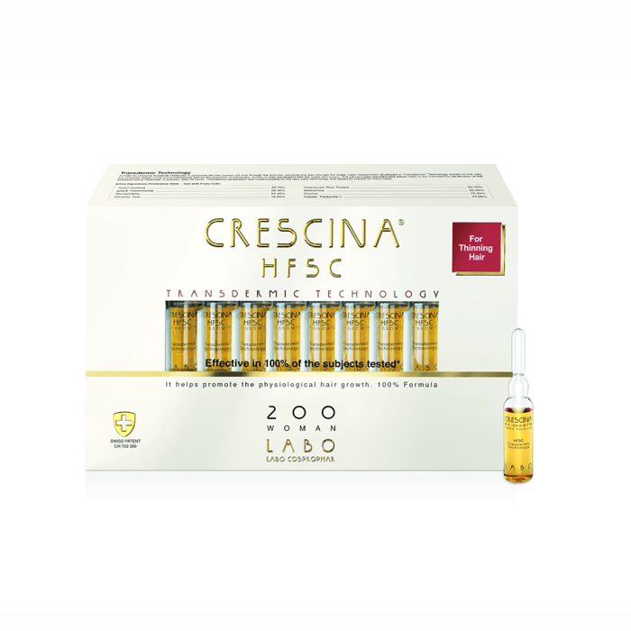 CRESCINA Transdermic ampulas matu augšanai sievietēm, intensitāte 200, N20