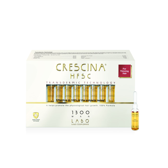 CRESCINA Transdermic ampulas matu augšanai vīriešiem, intensitāte 1300, N20