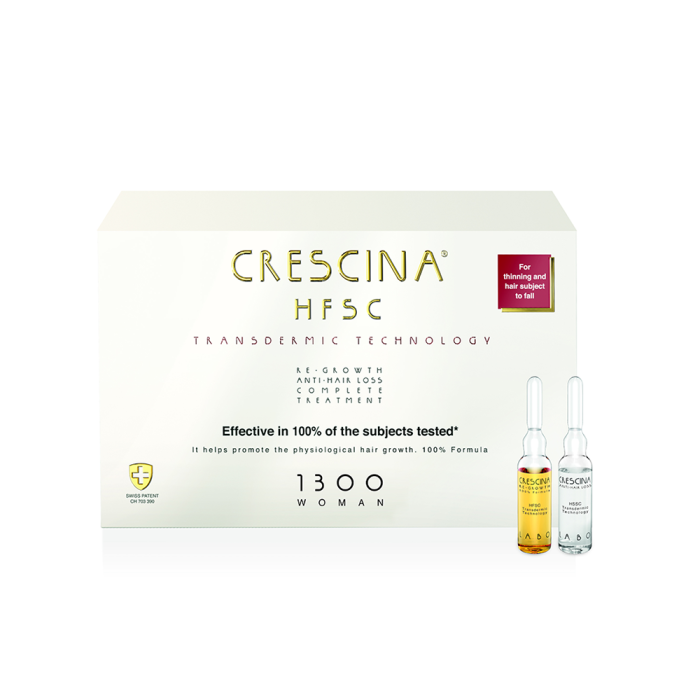CRESCINA Transdermic ampulu komplekss matu augšanai un pret matu izkrišanu sievietēm, intensitāte 1300, N10+10