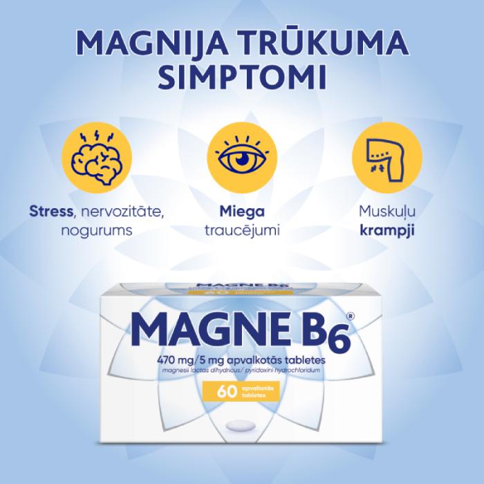 MAGNE B6 (Magnijs) 470mg/5mg apvalkotās tabletes N60
