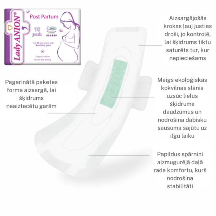 LADY ANION Post Partum pēcdzemdību higiēniskās paketes N10