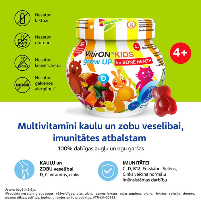 VITIRON Kids Grow Up for Bone Health košļājamās pastilas N50