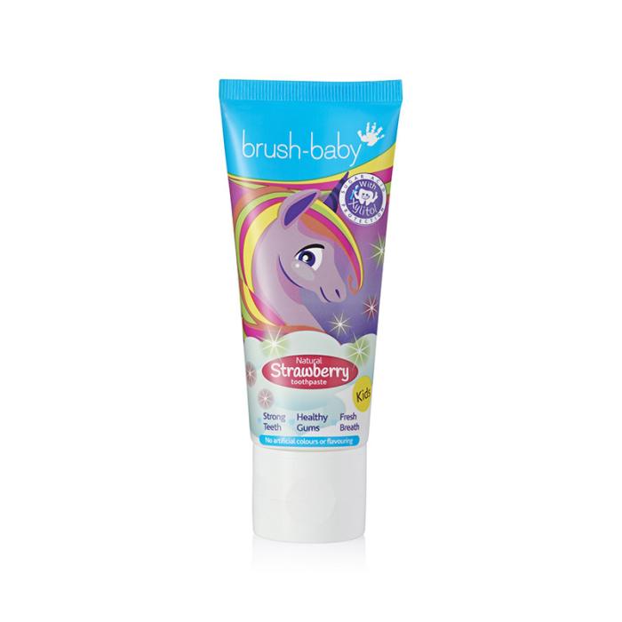 BRUSH-BABY Unicorn zemeņu zobu pasta 3+ gadi 1350ppm 50 ml