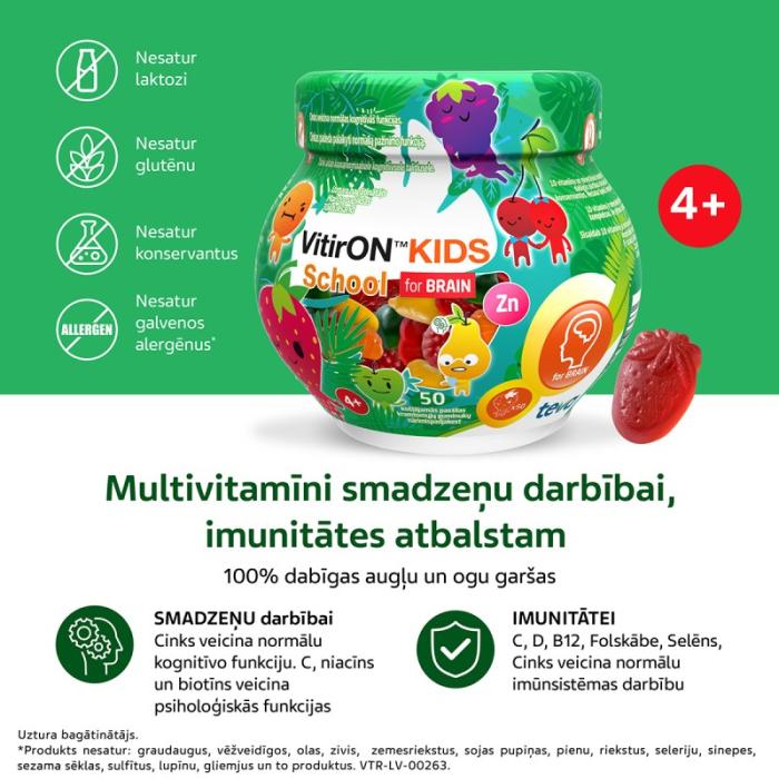 VITIRON Kids School for Brain košļājamās pastilas N50