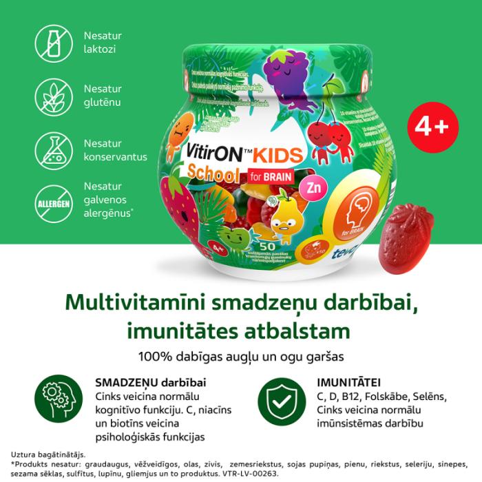 VITIRON Kids School for Brain košļājamās pastilas N50
