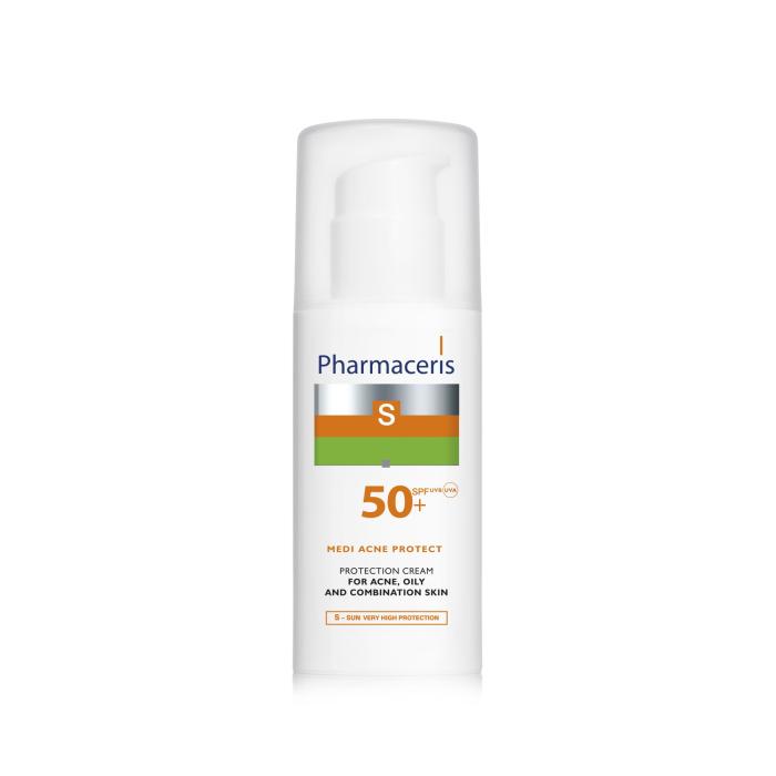 PHARMACERIS Sun SPF50+ sejas aizsargkrēms ādai ar akni, jaukta tipa vai taukainai ādai 50 ml