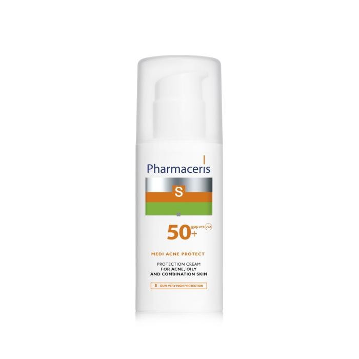 PHARMACERIS Sun SPF50+ sejas aizsargkrēms ādai ar akni, jaukta tipa vai taukainai ādai 50 ml