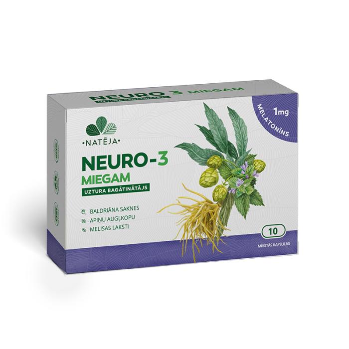 NATĒJA NEURO-3 Miegam ar melatonīnu kapsulas N10