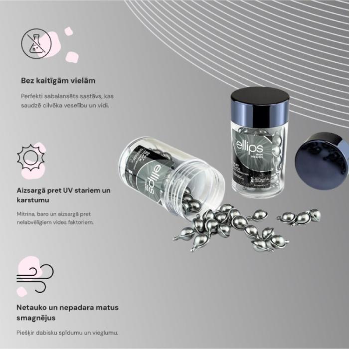 ELLIPS Silky Black Pro Keratin vitamīni tumšiem matiem ar keratīnu, kapsulas 1mlxN50
