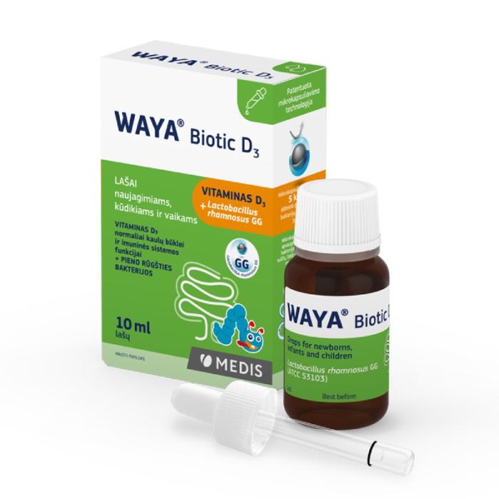WAYA Biotic +D3 vitamīns pilieni 10 ml