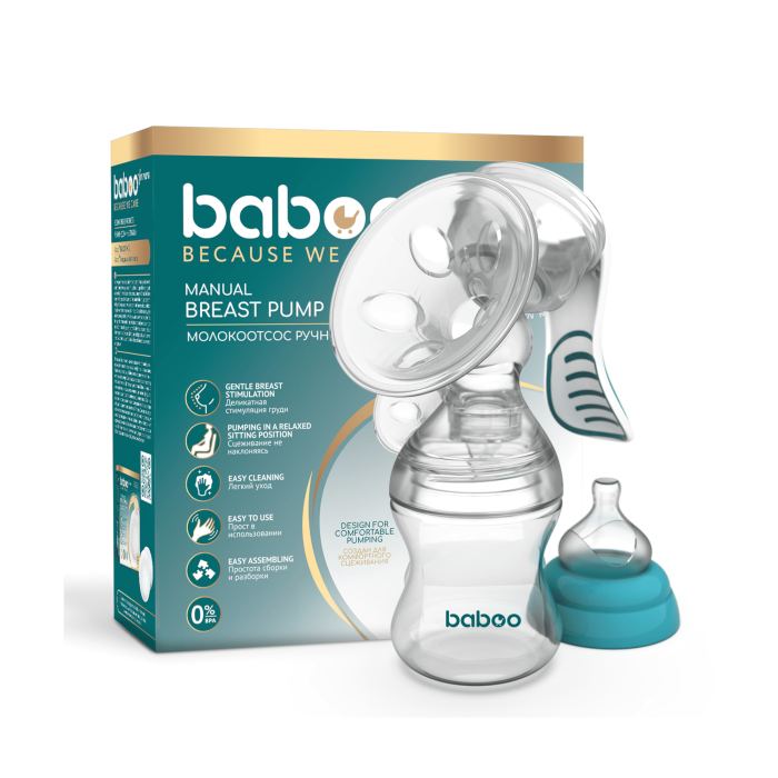 BABOO Rokas krūts pumpis ar 4 līmeņu sūknēšanas jaudu