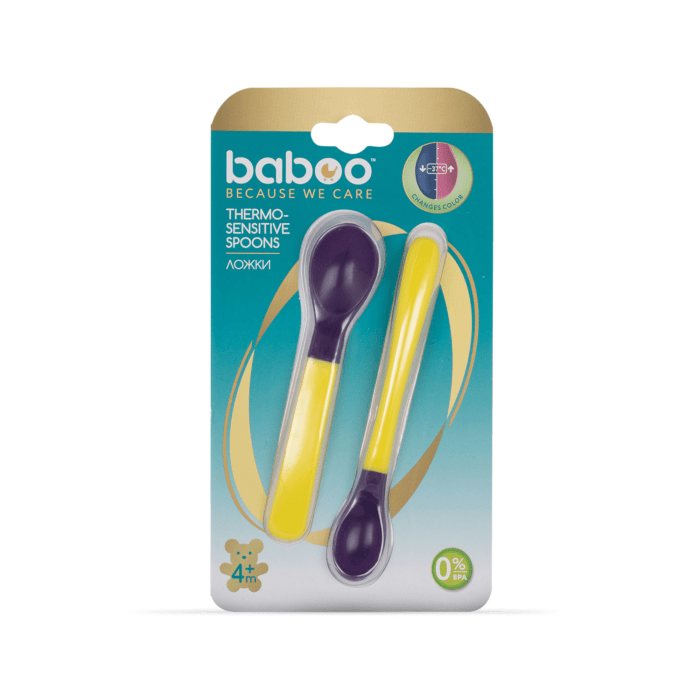 BABOO Karstumjutīgās karotes, 4+ mēnešu vecumam, dzeltenas N2