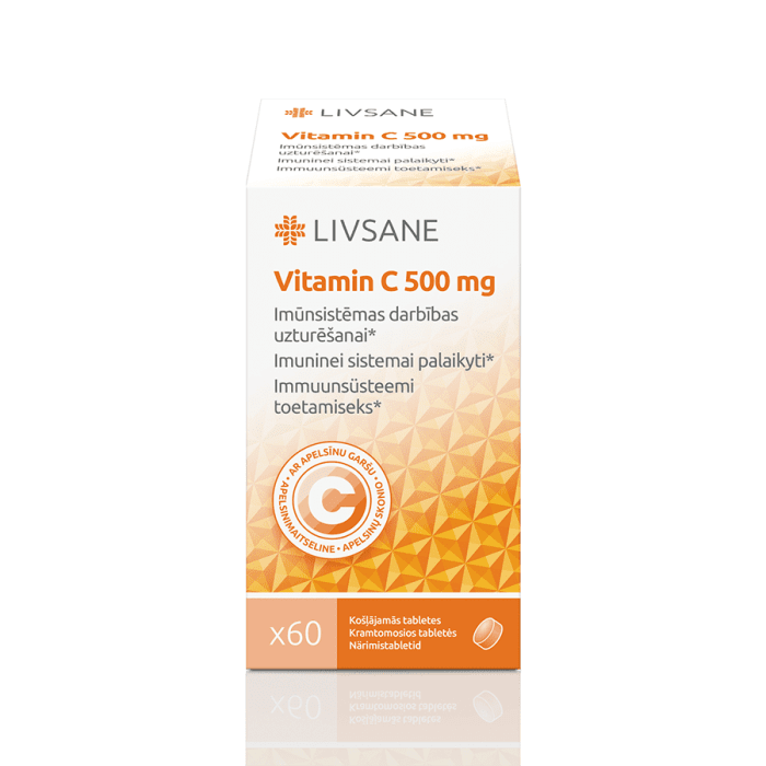 LIVSANE C vitamīns 500mg košļājamās tabletes N60