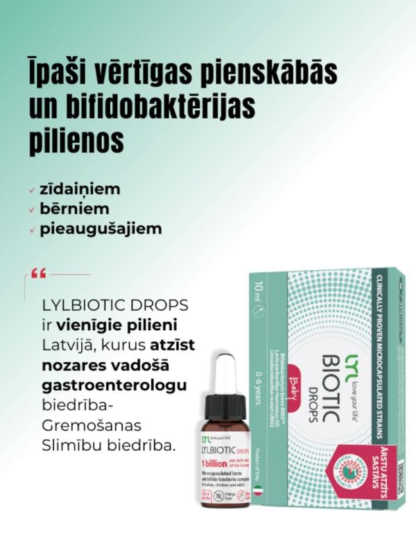 LYL BIOTIC Drops, pilieni, 10 ml
