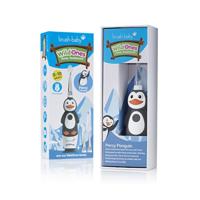 BRUSH-BABY WildOnes Pingvīns elektriska zobu birste 0-10g.