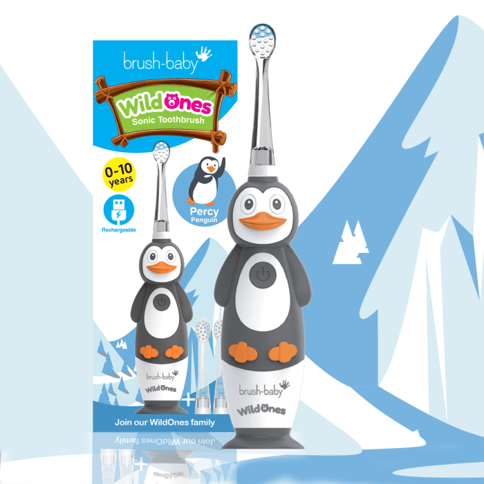 BRUSH-BABY WildOnes Pingvīns elektriska zobu birste 0-10g.