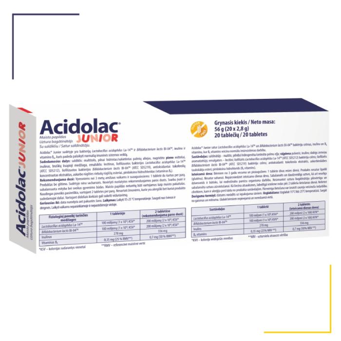 ACIDOLAC Junior ar zemeņu garšu tabletes N20