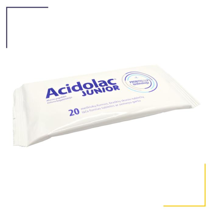 ACIDOLAC Junior ar zemeņu garšu tabletes N20