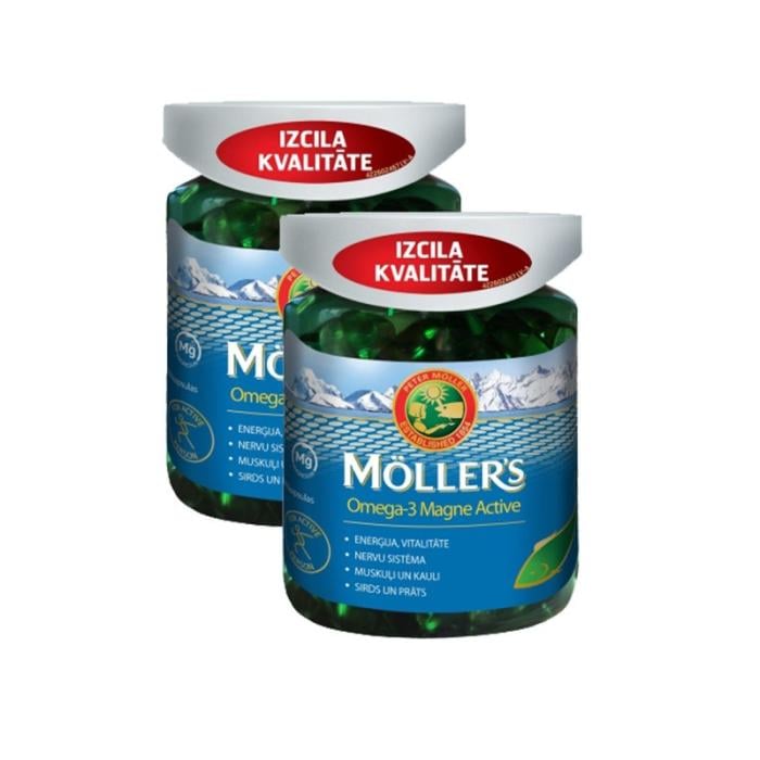 MOLLERS Omega-3 Magne Active kapsulas N100 1+1 komplekts