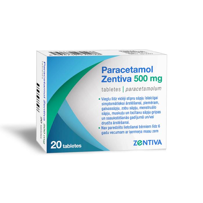 PARACETAMOL Zentiva 500mg tabletes N20